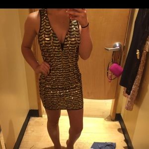 Short Gold and Black Sequin Dress